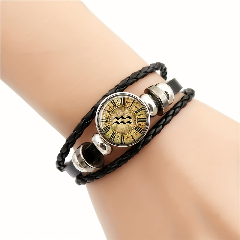 Men's Vintage Roman Numeral Clock Pattern Bracelet